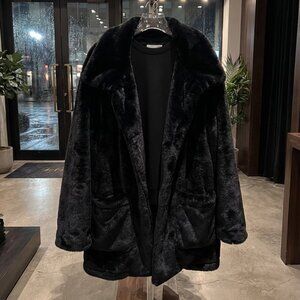 Casual Identity  Women's Black Faux Fur Teddy Bear Coat Jacket Size M